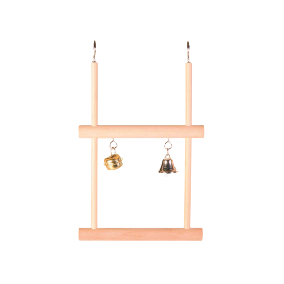 Swinging trapeze double with bell